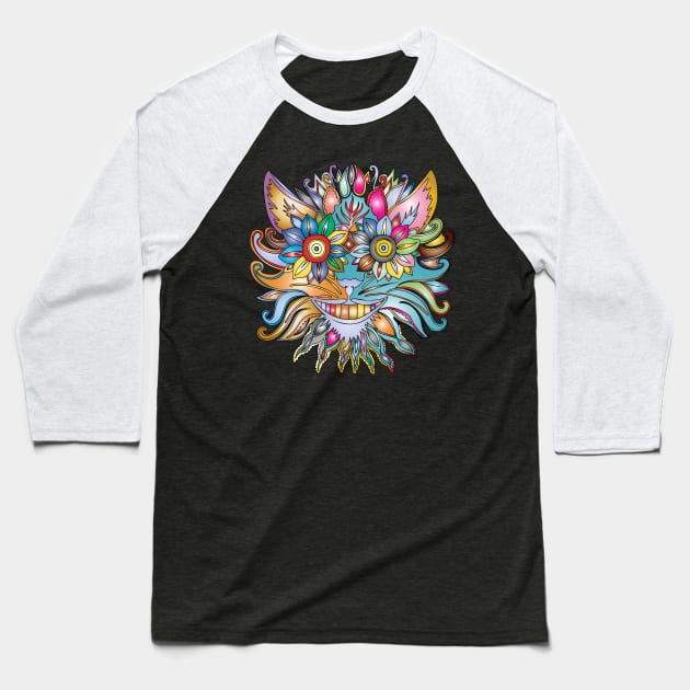 Anthropomorphic Trippy Psychedelic Colorful Flower Baseball T-Shirt by twizzler3b